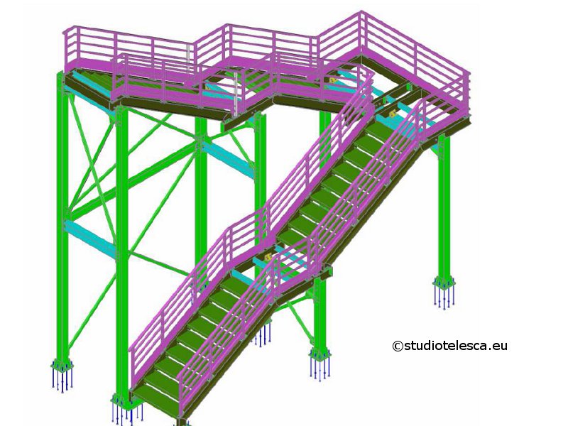 Modellazione FEM di una delle scale in acciaio realizzate